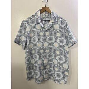 Retro 50s Geometric Bowling Resort Camp Shirt L Tropical Beach Coastal Luxury